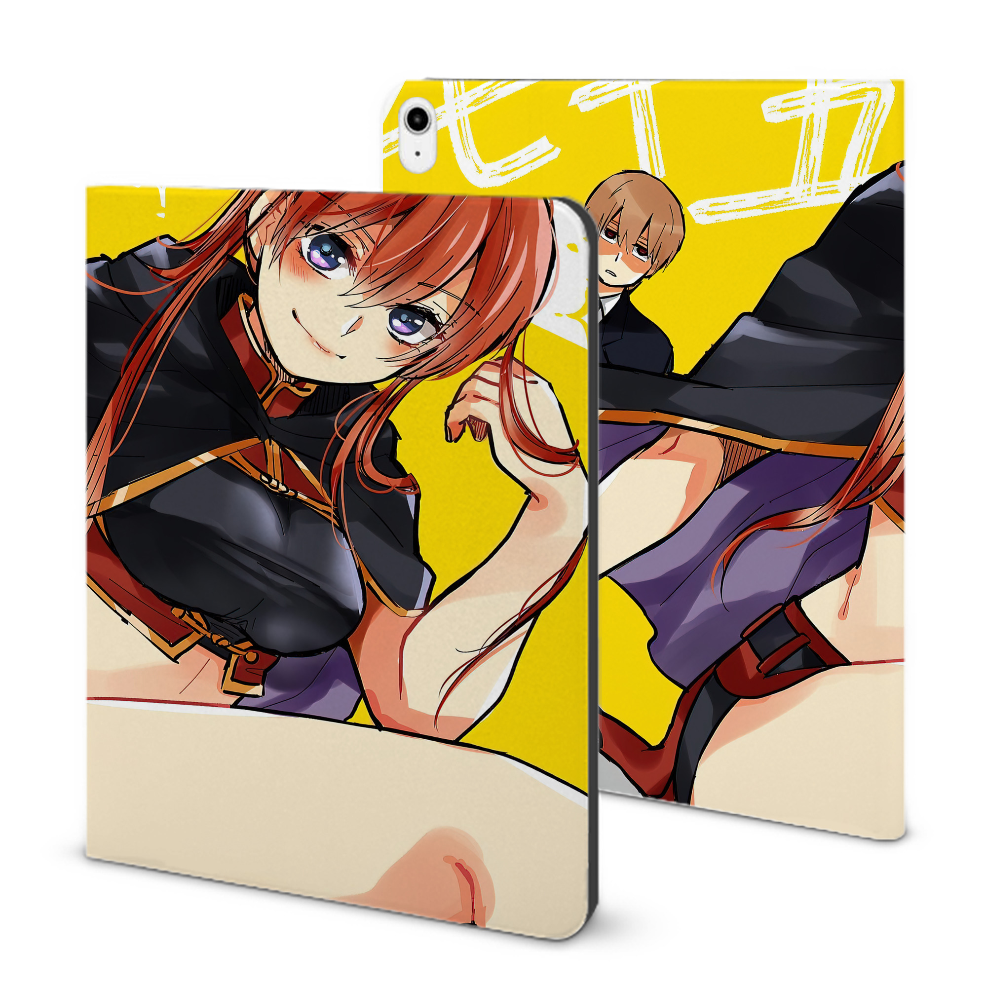 （画像用） ぎんたま 坂田銀時（さかたぎんとき） 神楽 志村新八（しむら しんぱち） GINTAMA Sakata Gintoki Kagura Shimura Shinpachi IPadケース ペンホルダー付き ブックスタイルデザイン